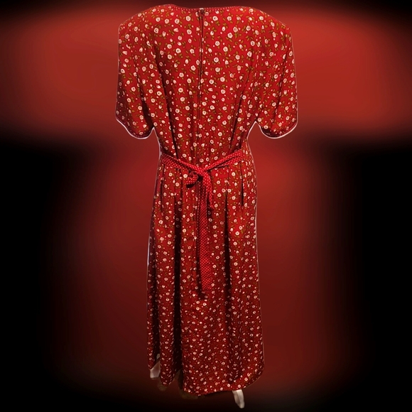 Vintage Kathie Lee Collection Red Floral Dress Size 14 - Picture 10 of 12